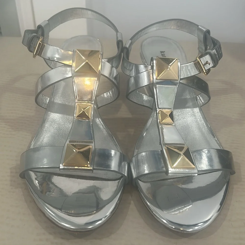 Kate Spade New York Silver Sandals with Gold Accents - Picture 3 of 13